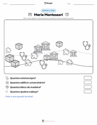 Prévia da folha de atividades imprimível Maria Montessori