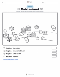 Maria Montessori yazdırılabilir çalışma sayfası önizlemesi
