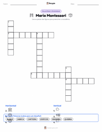 Prévia da folha de atividades imprimível Maria Montessori