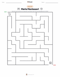 Maria Montessori afdrukbare werkblad voorbeeld