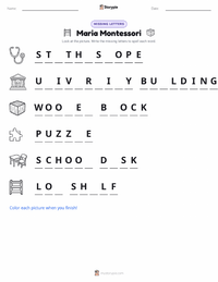 Maria Montessori printable worksheet preview