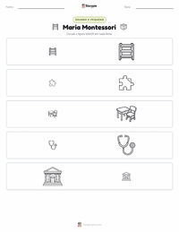 Prévia da folha de atividades imprimível Maria Montessori