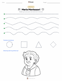 Prabaca lembar kerja cetak Maria Montessori