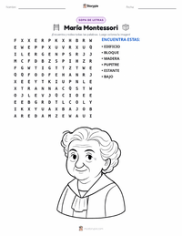 Vista previa de la hoja de trabajo imprimible de Maria Montessori