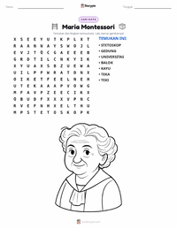 Prabaca lembar kerja cetak Maria Montessori