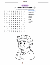Maria Montessori yazdırılabilir çalışma sayfası önizlemesi