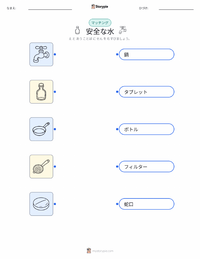 安全な水 の子供向け印刷可能ワークシート