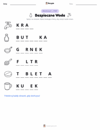 Podgląd drukowalnego arkusza ćwiczeń Bezpieczna Woda