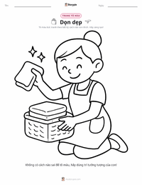Trang tô màu Dọn dẹp cho trẻ em