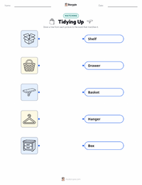 Tidying Up printable worksheet for kids