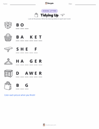 Tidying Up printable worksheet preview