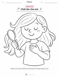 Trang tô màu Chải tóc cho trẻ em