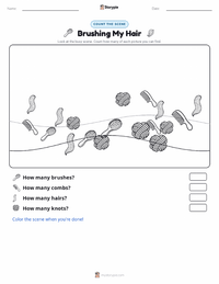 Brushing My Hair printable worksheet preview