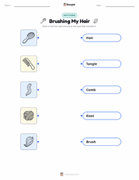 Brushing My Hair printable worksheet preview