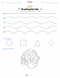 Brushing My Hair printable worksheet preview
