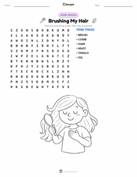 Brushing My Hair printable worksheet preview