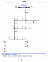 Clean Clothes printable worksheet preview