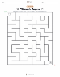 Aperçu de la feuille de travail imprimable Vêtements Propres