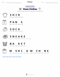 Clean Clothes printable worksheet preview