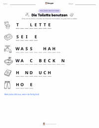 Toilettenbenutzung druckbare Arbeitsblatt Vorschau