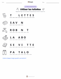 Aperçu de la feuille de travail imprimable Utiliser les toilettes