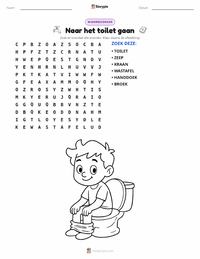 Het toilet gebruiken afdrukbare werkblad voorbeeld