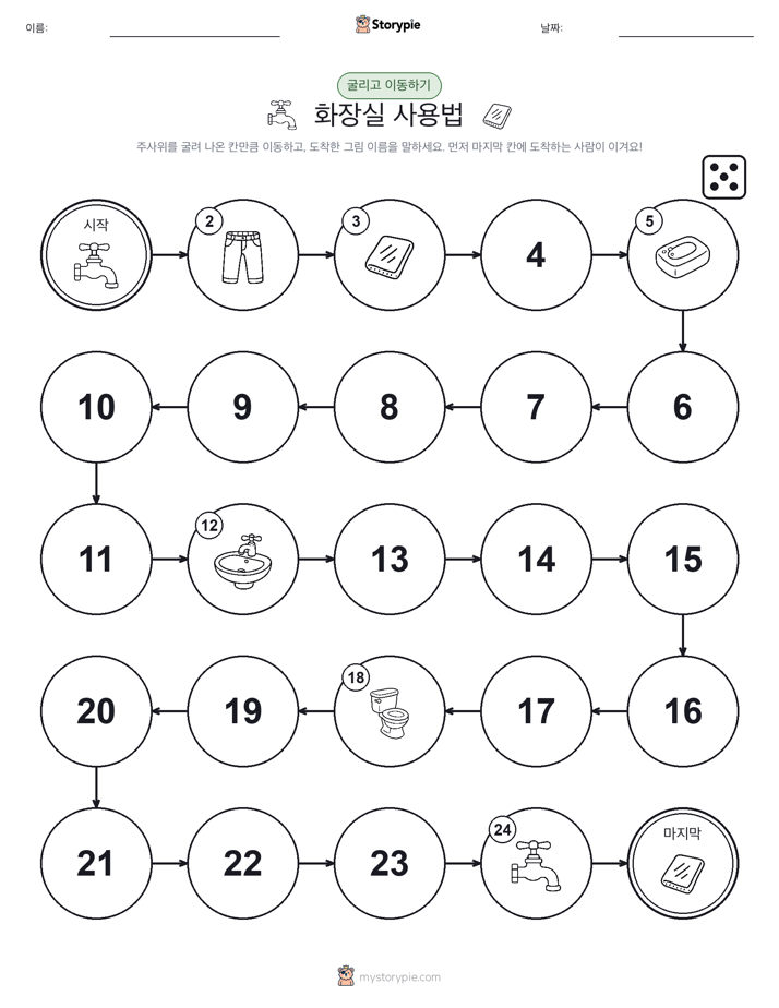 주사위 굴리고 이동하기 게임