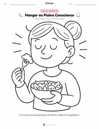 Page de coloriage Alimentation en Pleine Conscience pour les enfants