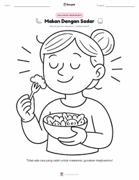 Halaman mewarnai Makan dengan Penuh Kesadaran untuk anak-anak