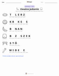 Podgląd drukowalnego arkusza ćwiczeń Uważne Jedzenie
