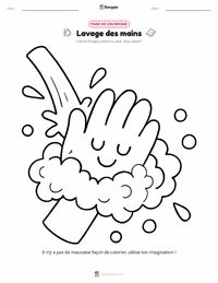 Page de coloriage Lavage des mains pour les enfants