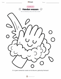 Handen wassen kleurplaat voor kinderen