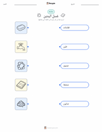 ورقة عمل قابلة للطباعة غسل اليدين للأطفال
