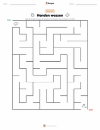 Handen wassen afdrukbare werkblad voorbeeld