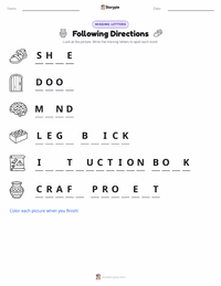 Following Directions printable worksheet preview