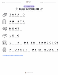 Vista previa de la hoja de trabajo imprimible de Seguir Instrucciones