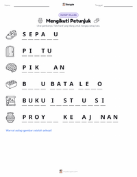 Prabaca lembar kerja cetak Mengikuti Petunjuk