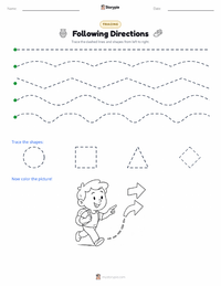 Following Directions printable worksheet preview