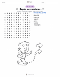 Vista previa de la hoja de trabajo imprimible de Seguir Instrucciones