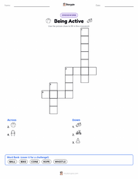 Being Active printable worksheet preview