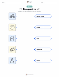 Being Active printable worksheet for kids