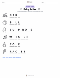 Being Active printable worksheet preview