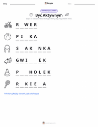 Podgląd drukowalnego arkusza ćwiczeń Aktywność fizyczna