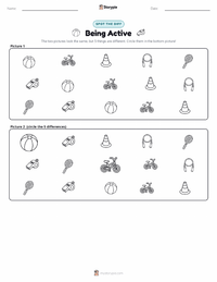 Being Active printable worksheet preview