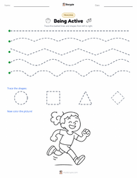 Being Active printable worksheet preview