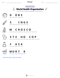 World Health Organization printable worksheet preview