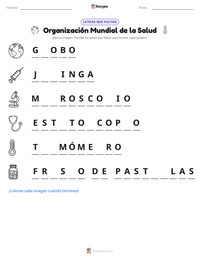 Vista previa de la hoja de trabajo imprimible de Organización Mundial de la Salud