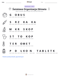 Podgląd drukowalnego arkusza ćwiczeń Światowa Organizacja Zdrowia