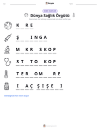 Dünya Sağlık Örgütü yazdırılabilir çalışma sayfası önizlemesi