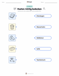 Husten abdecken druckbare Arbeitsblatt Vorschau